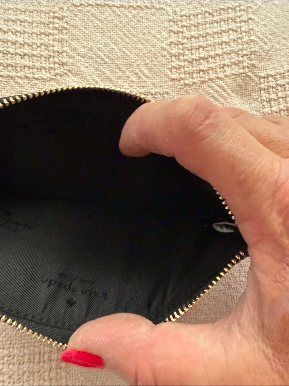 kate spade Black Saffiano Zip Card Case with Gold Logo - Picture 5 of 5